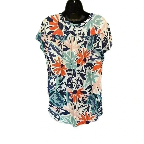 NEW NIC+ZOE Tropical Patchwork Top - size Large - Picture 3 of 4